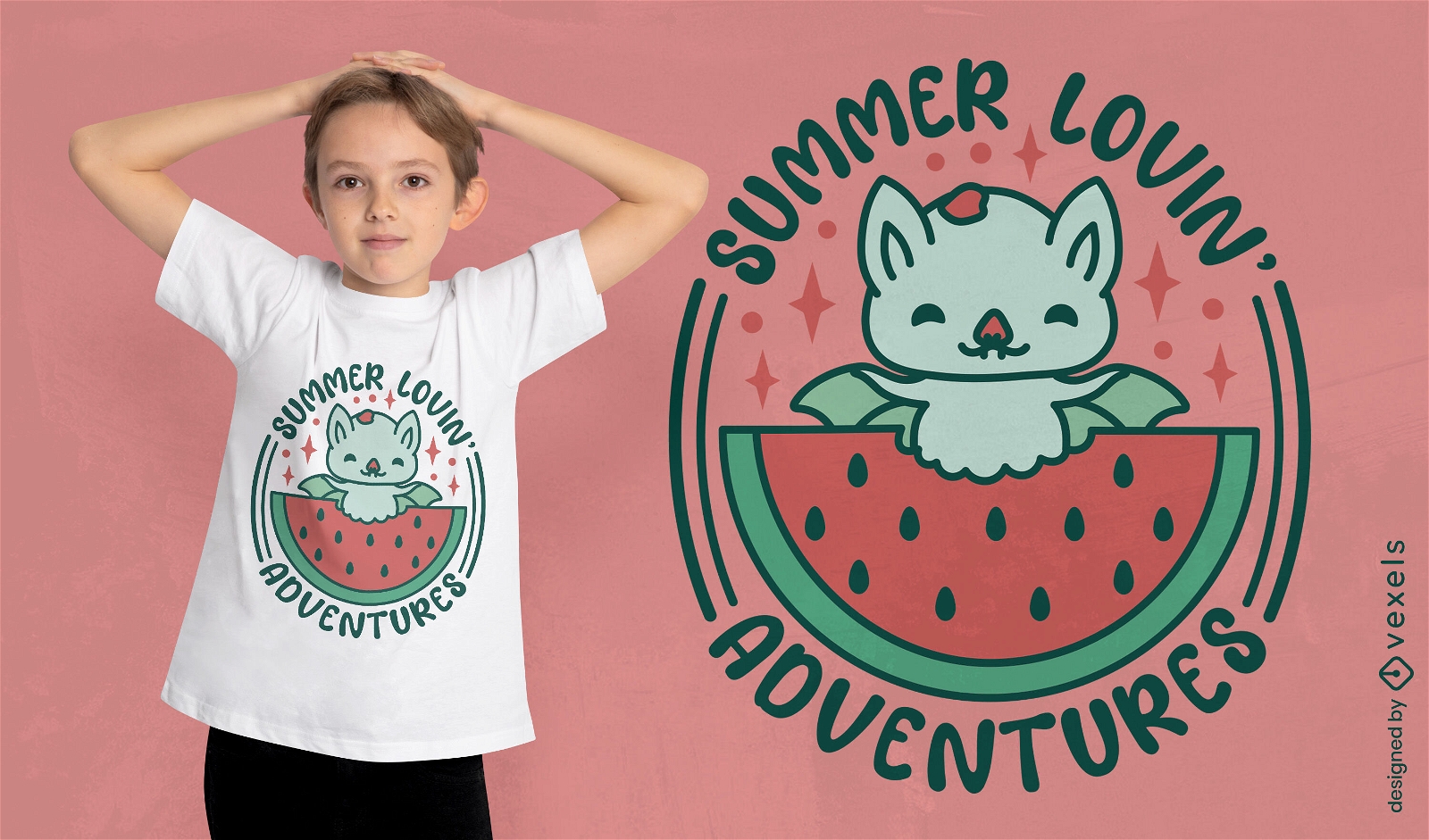 Sommerliches süßes Fledermaus-T-Shirt-Design