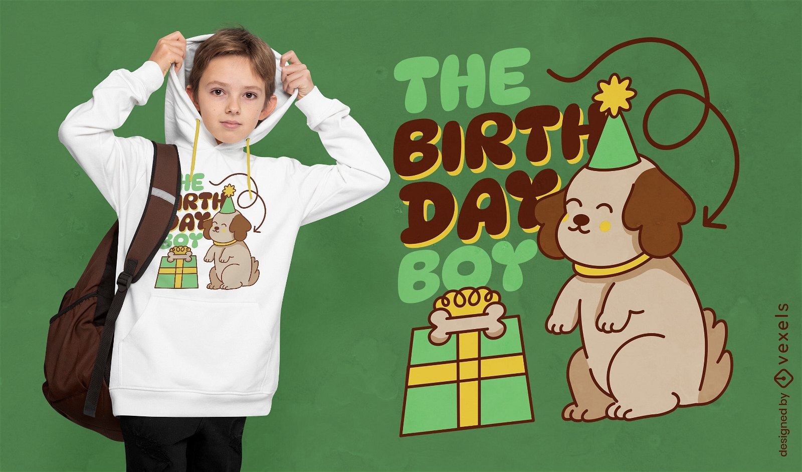 T-Shirt-Design zur Geburtstagsfeier eines Welpen