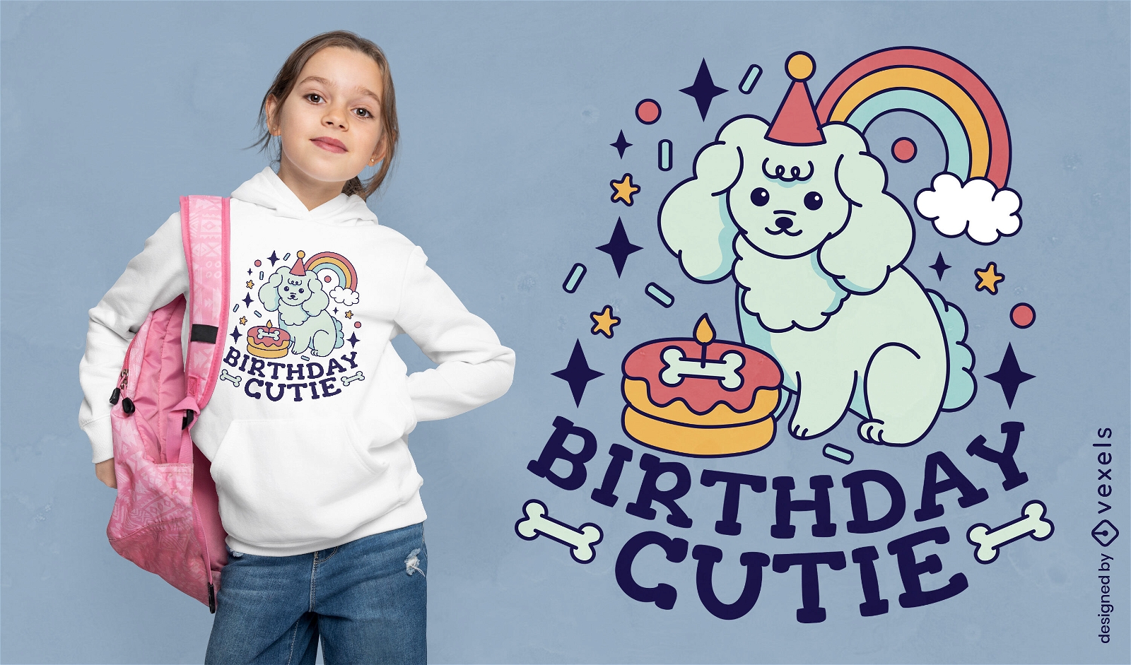 Diseño de camiseta de cumpleaños de caniche juguetón.