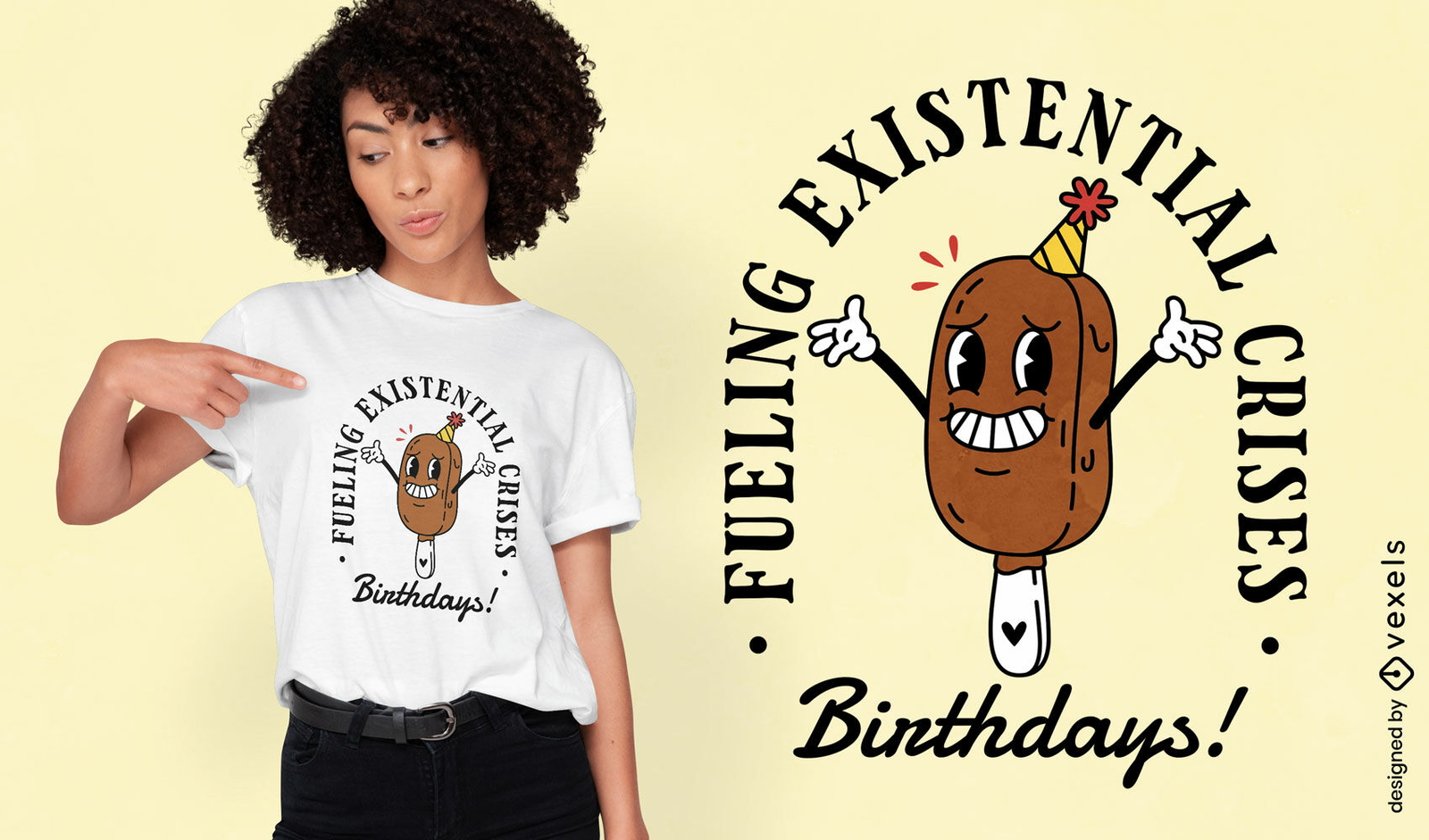 Pensativo diseño de camiseta existencial de helado.