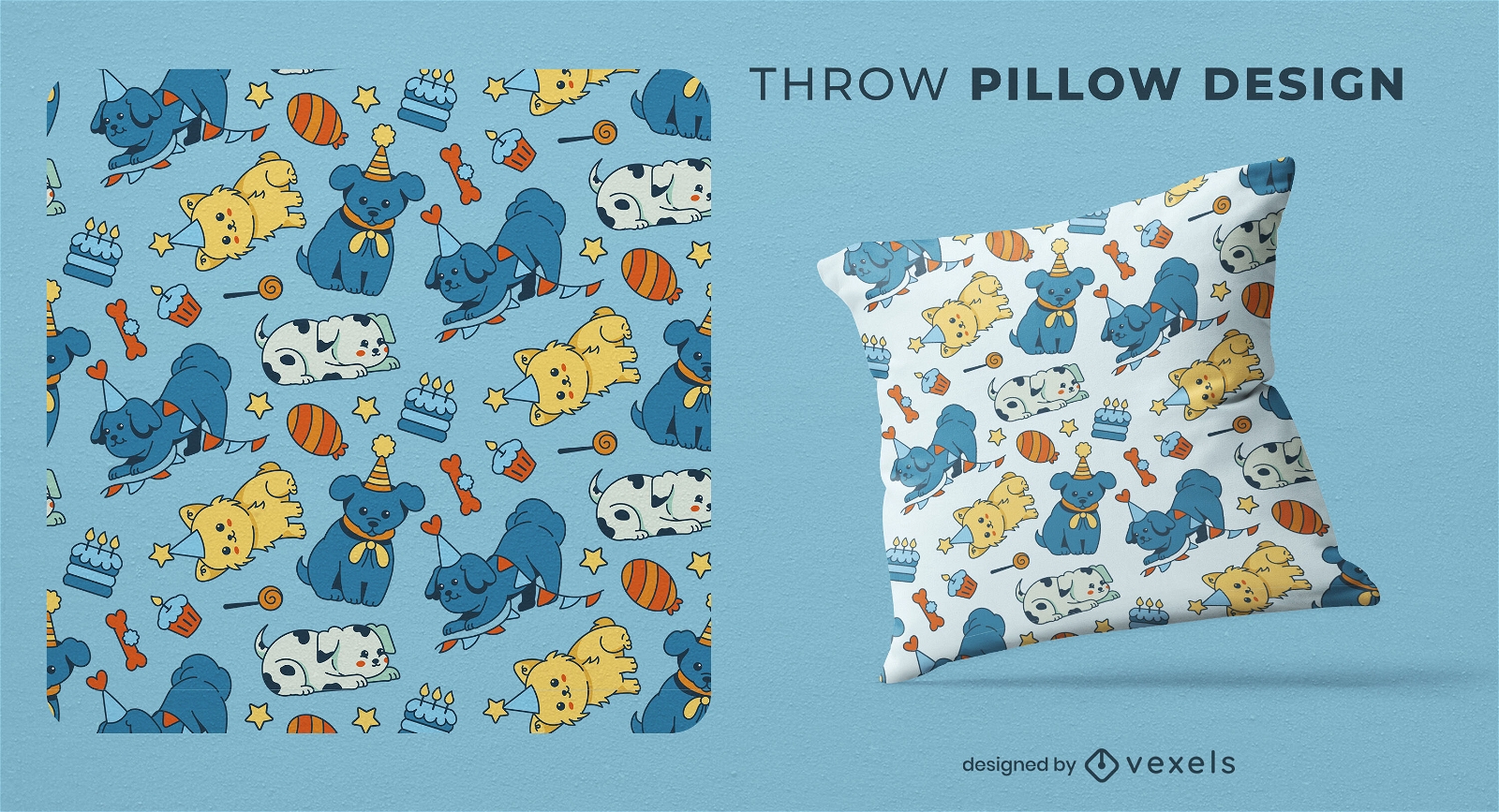 Playful animals throw pillow design