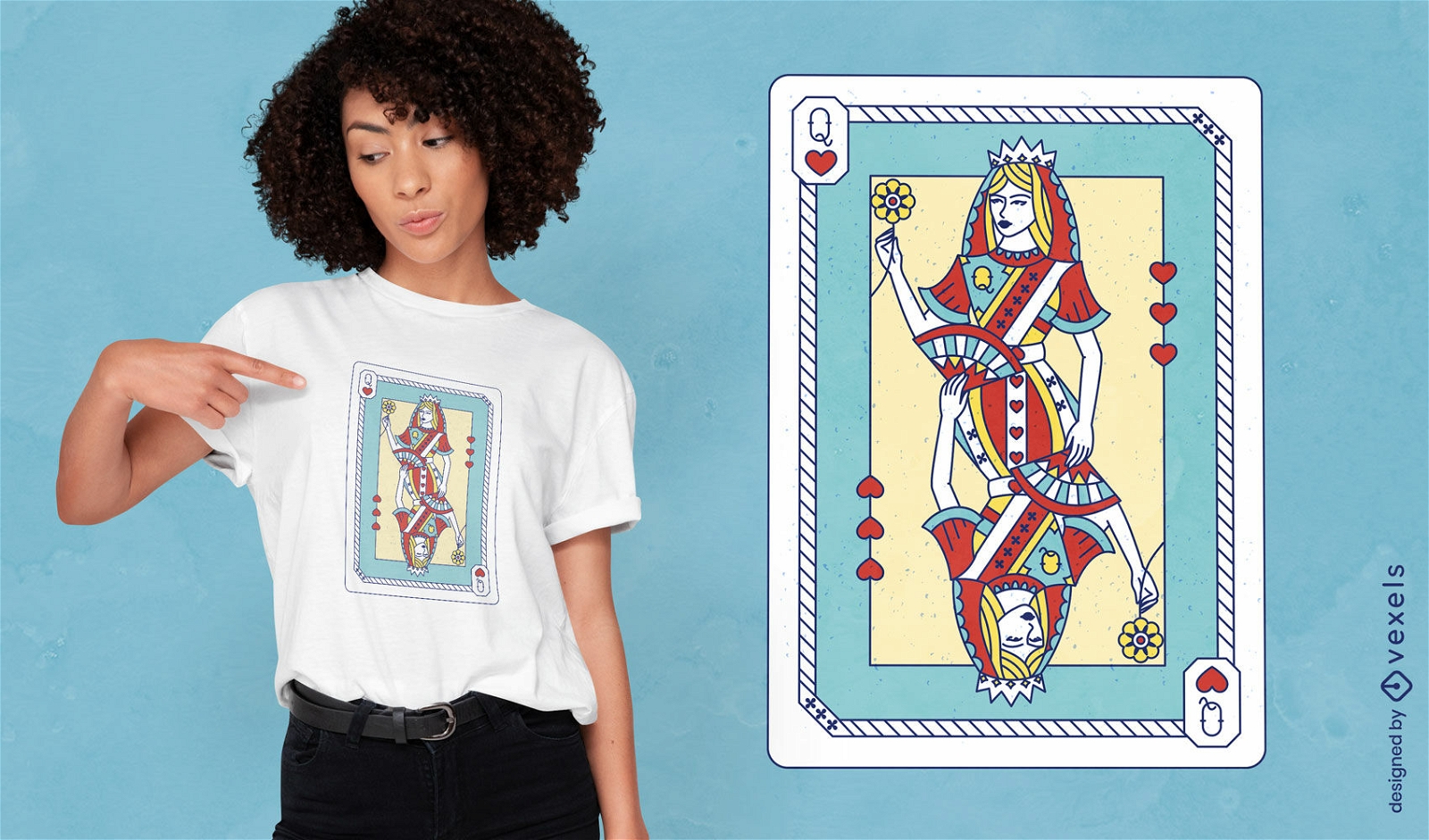 Vibrant Queen of hearts t-shirt design