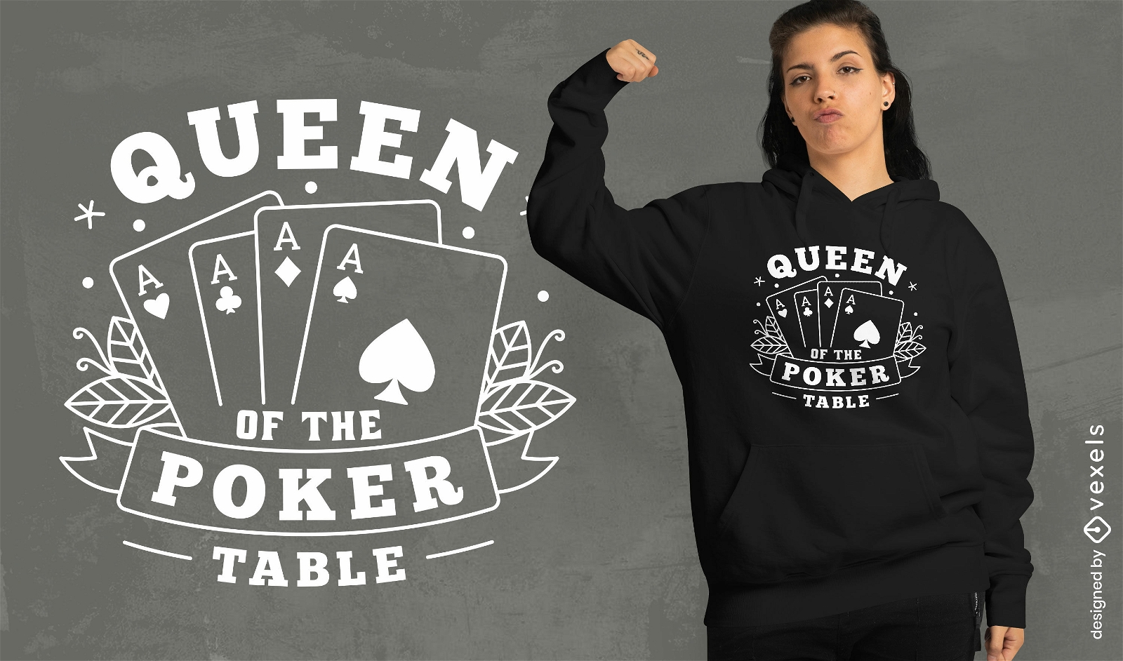 Diseño de camiseta de la reina de la mesa de póquer.