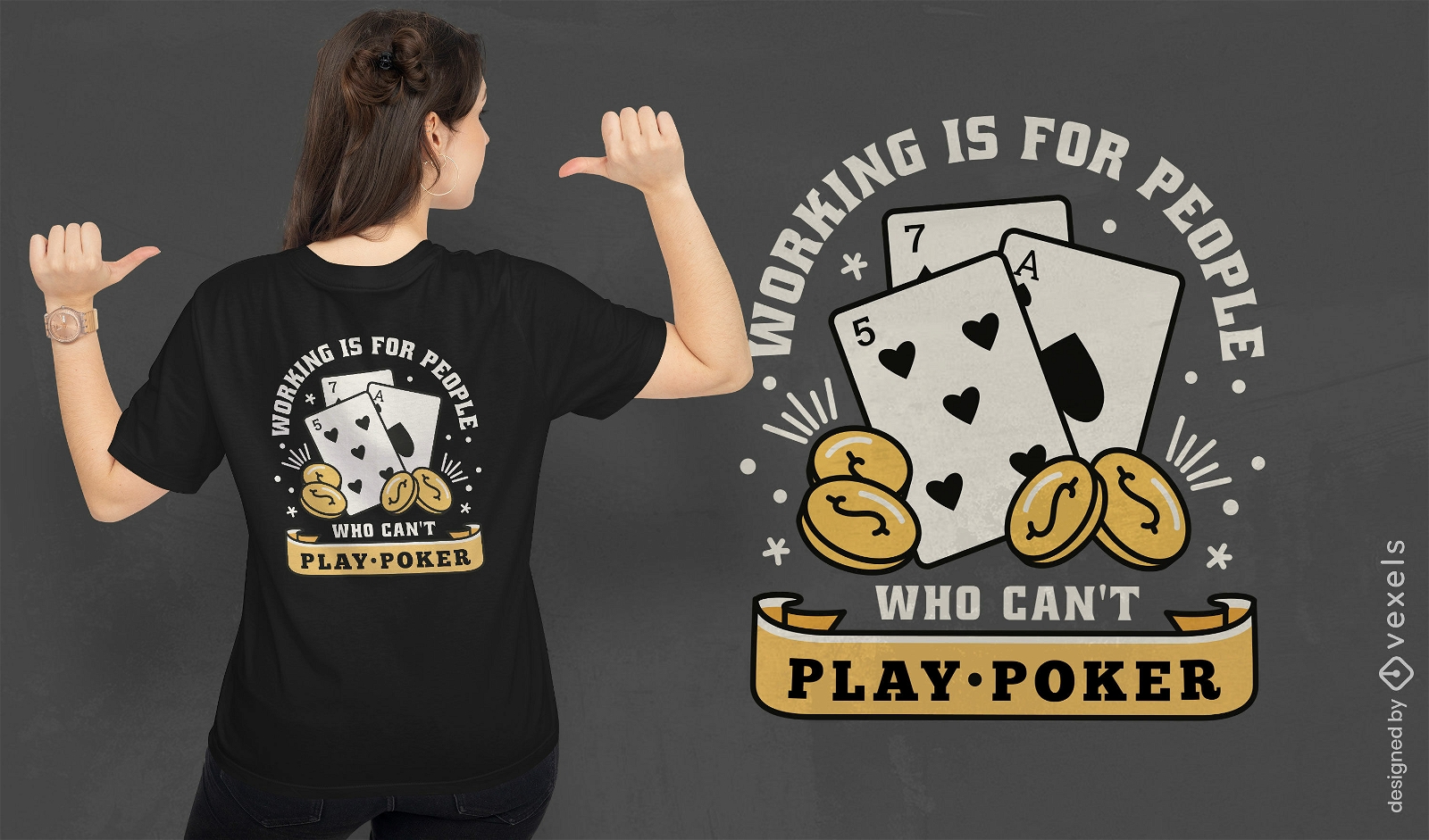 Diseño de camiseta de tiempo de juego de póquer.