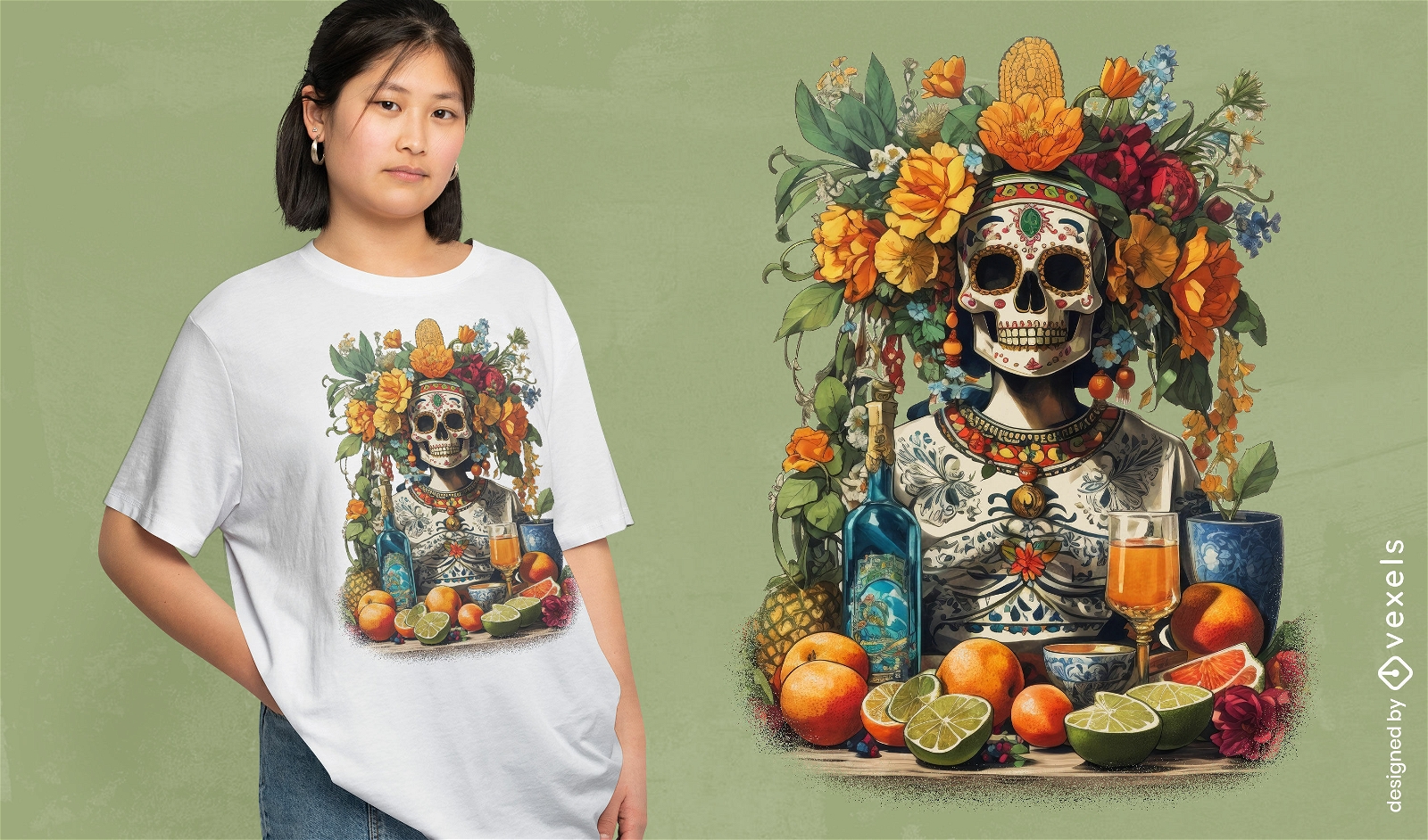 Design de camiseta para festa do Dia dos Mortos