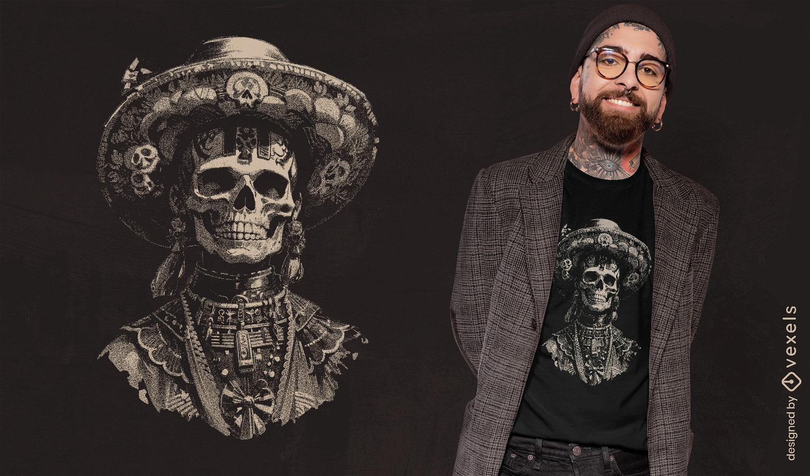 Aufwendiges Day of the Dead-T-Shirt-Design