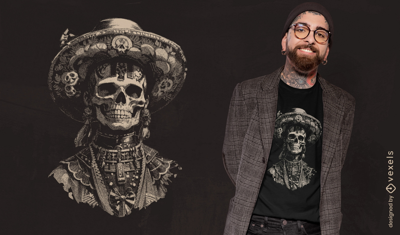 Intrincado diseño de camiseta del Día de los Muertos.