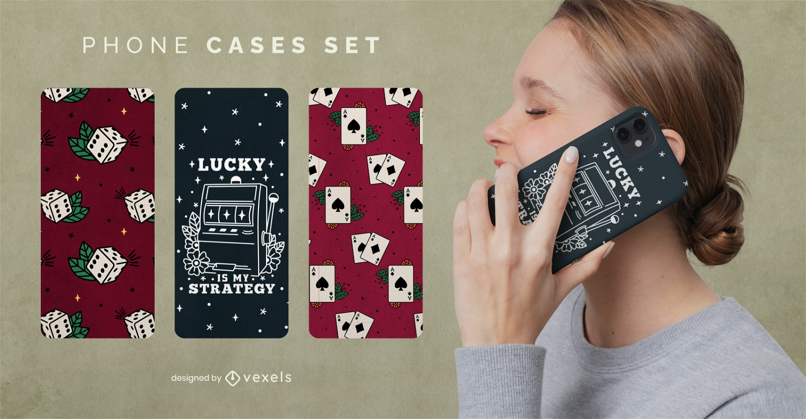 Casino vibes phone cases set design