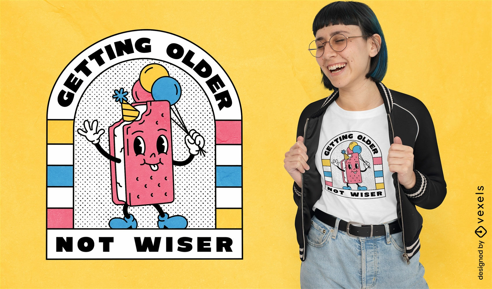 Envelhecendo com humor design de camisetas