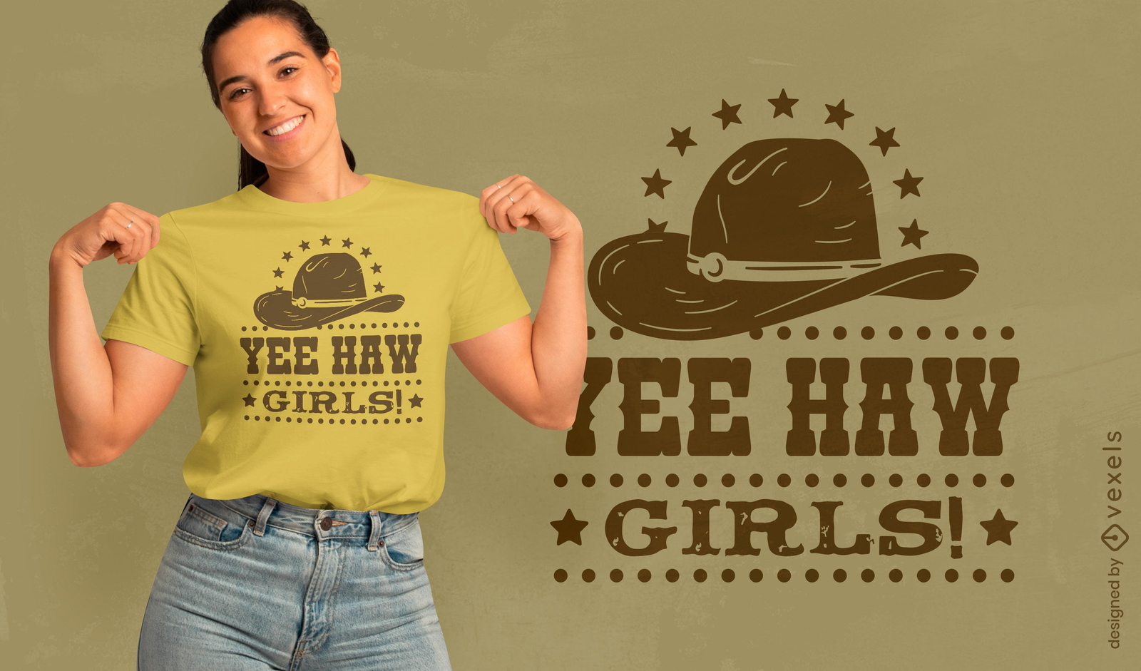 Diseño de camiseta de chicas yee haw.