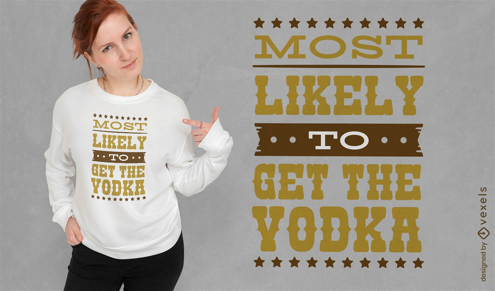 Design moderno de camisetas com citações de vodka