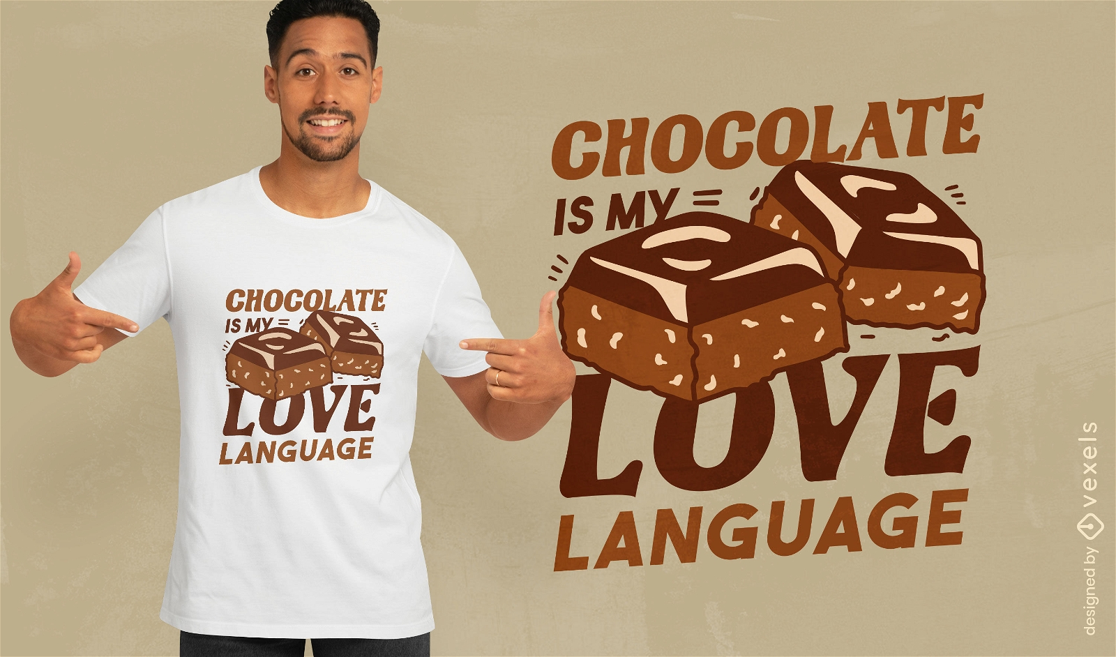 Design de camiseta com linguagem de amor de chocolate
