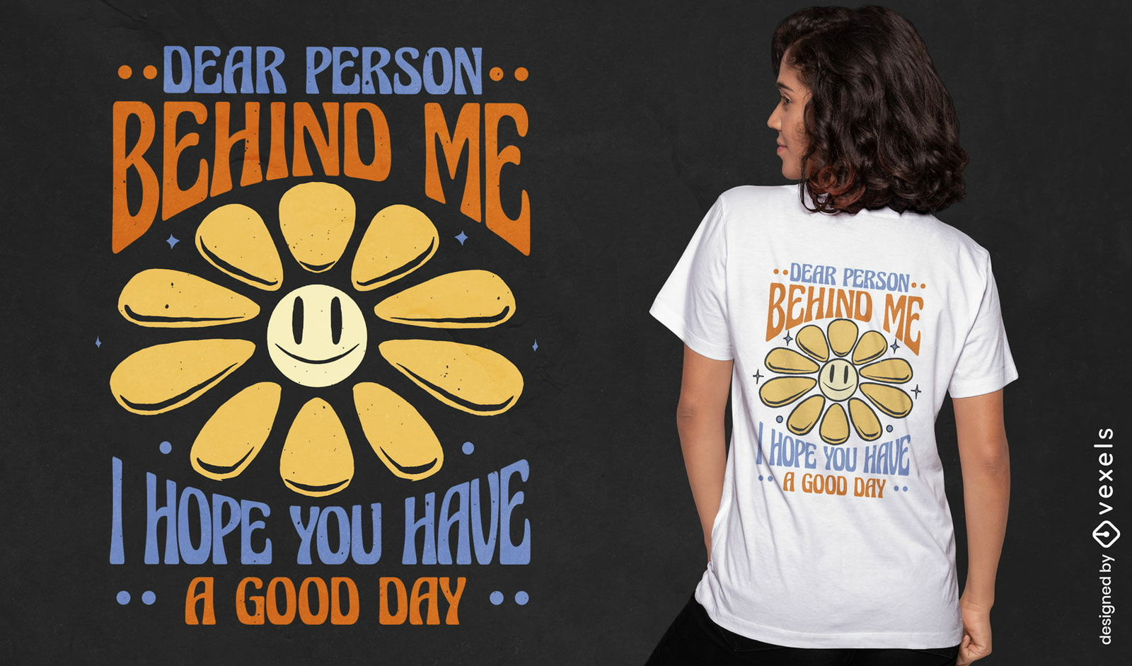 Diseño de camiseta con mensaje de buen día de girasol.