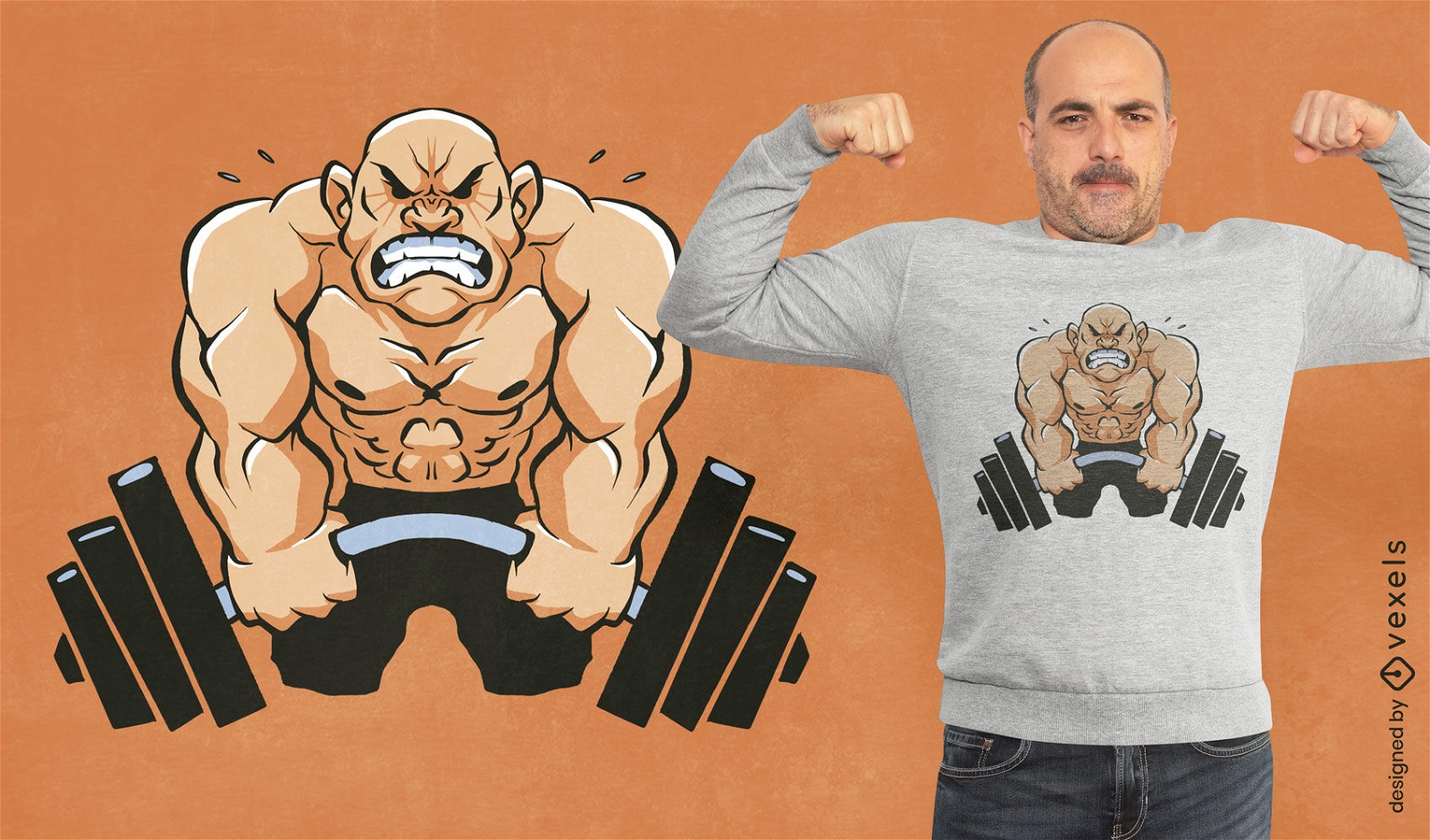 Bodybuilder cartoon t-shirt design