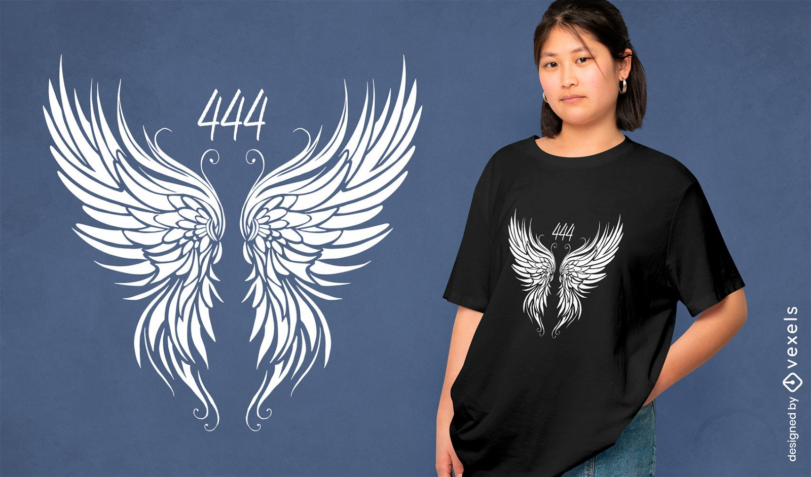Diseño de camiseta con número de alas angelicales.