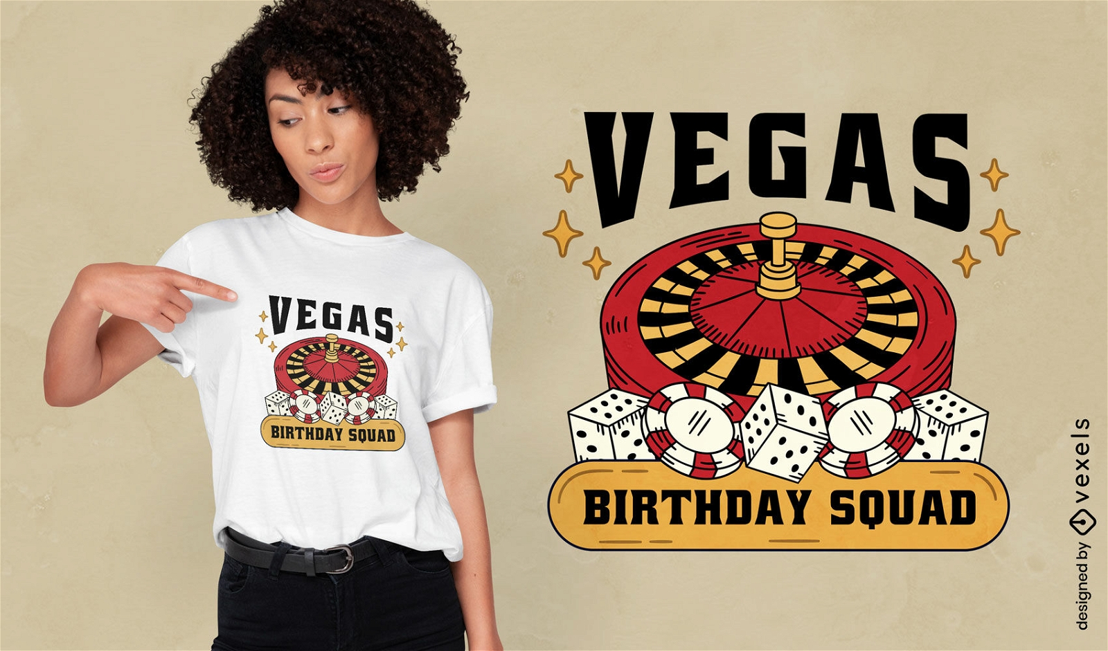 Diseño de camiseta de celebración de cumpleaños de Las Vegas.