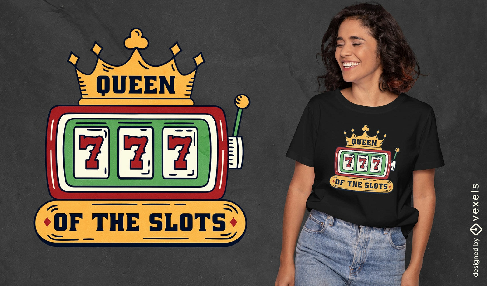 T-Shirt-Design der Königin der Spielautomaten