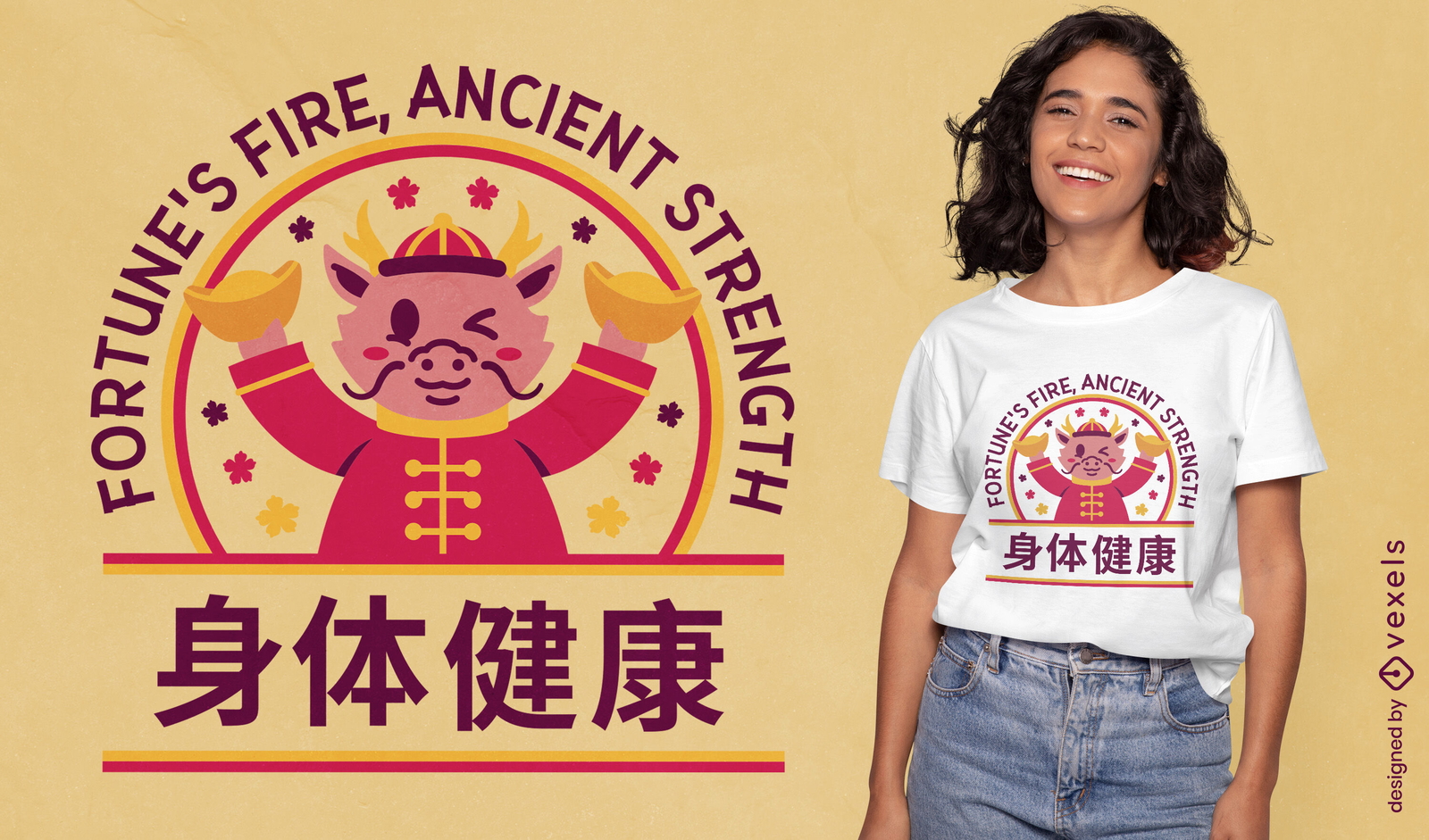 Diseño de camiseta Fiery Ancient Fortunes.