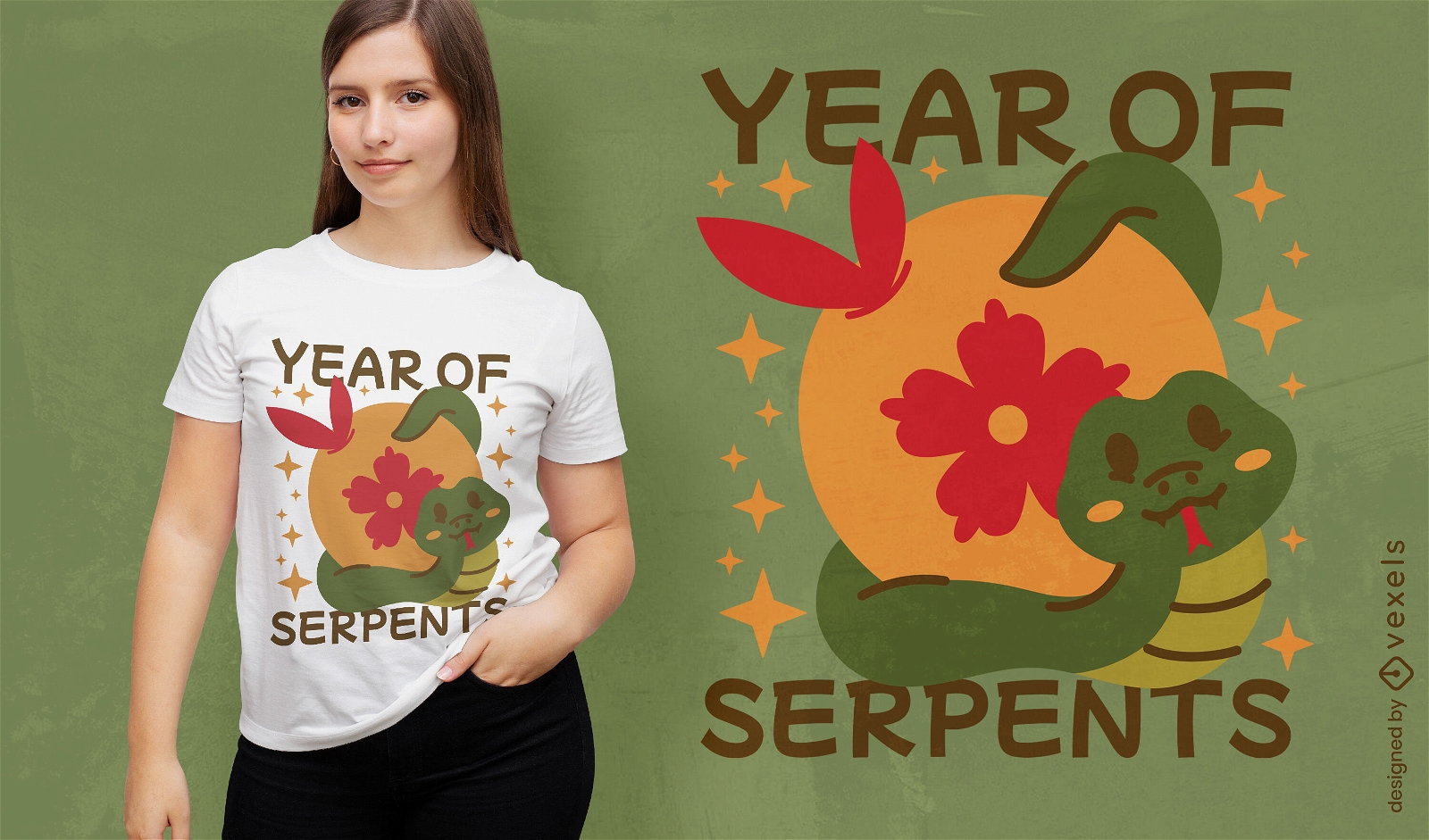 T-Shirt-Design ?Jahr der Schlangen?.