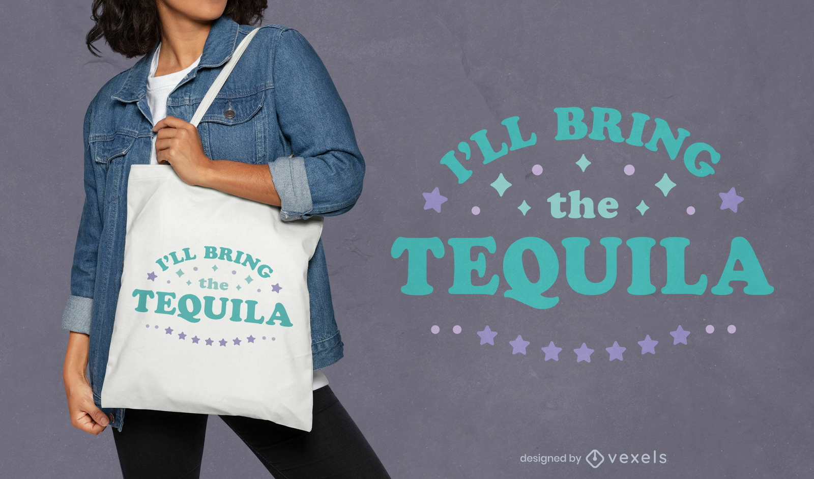 Diseño de bolso tote llamativo de tequila