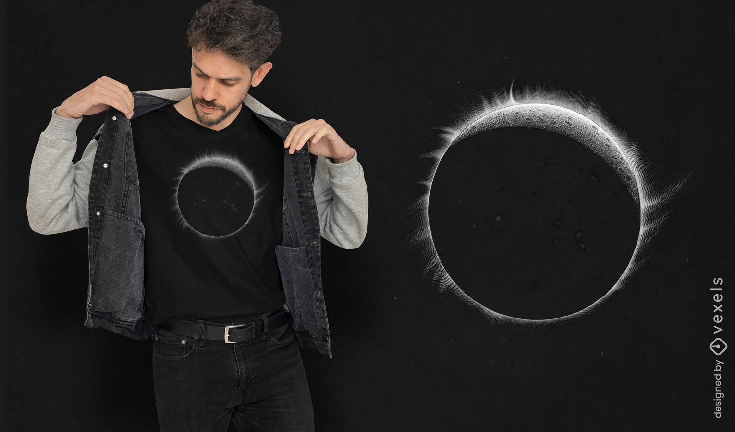 Diseño de camiseta eclipse solar.