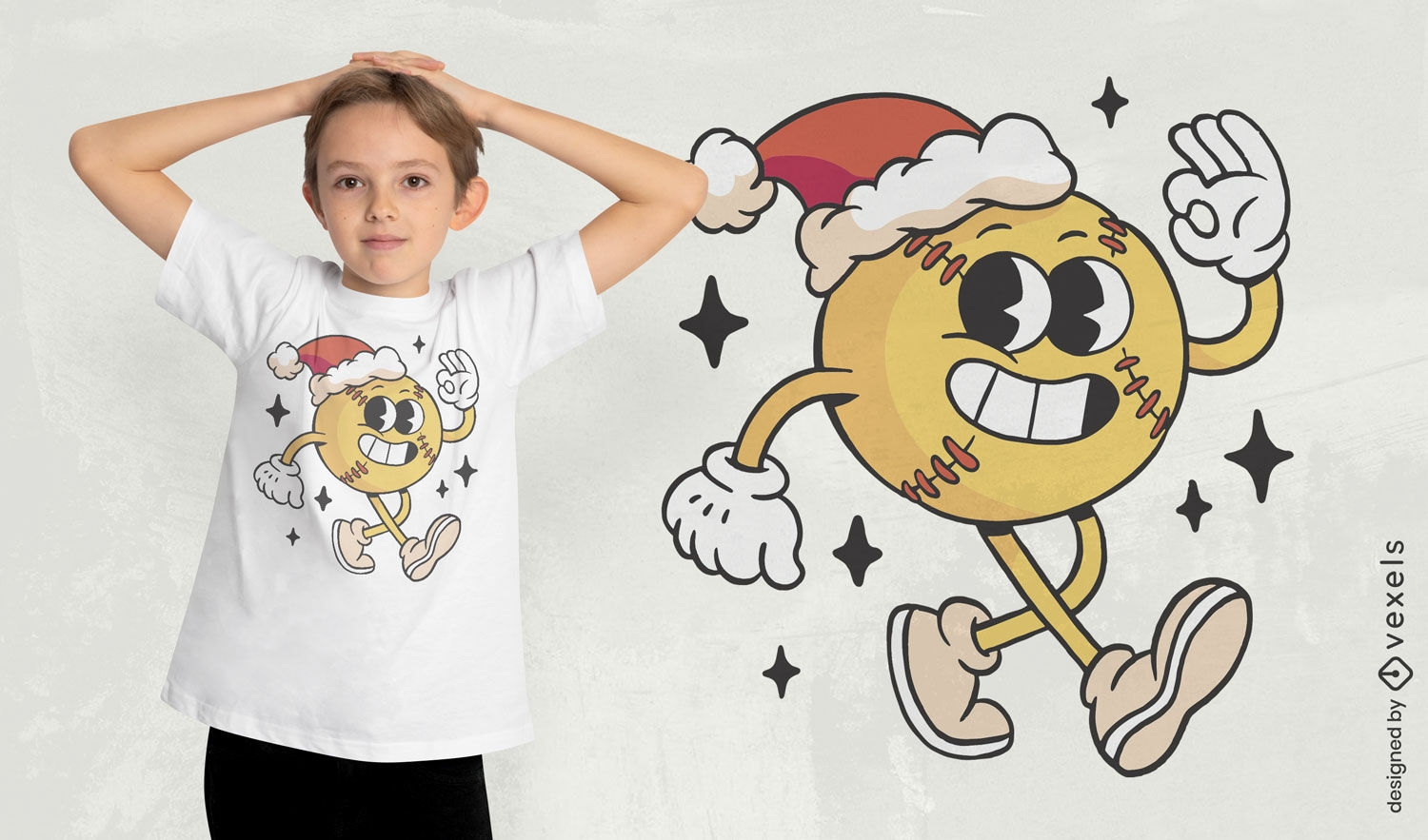Diseño de camiseta de globo de softbol navideño alegre.