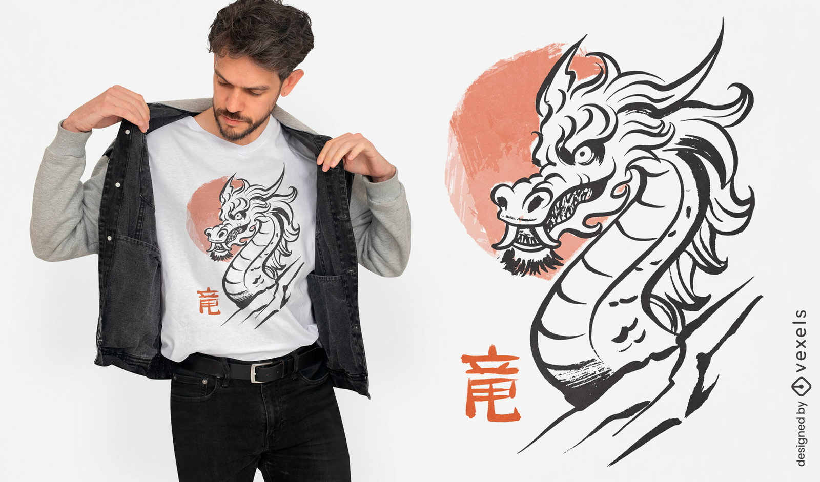 Diseño de camiseta con tinta Dragon Year.