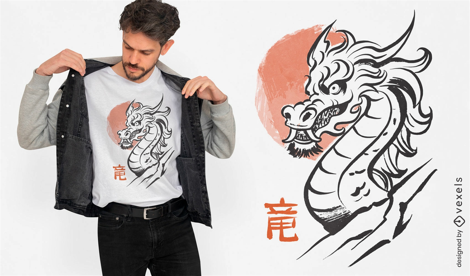 Drachenjahr-Tinten-T-Shirt-Design
