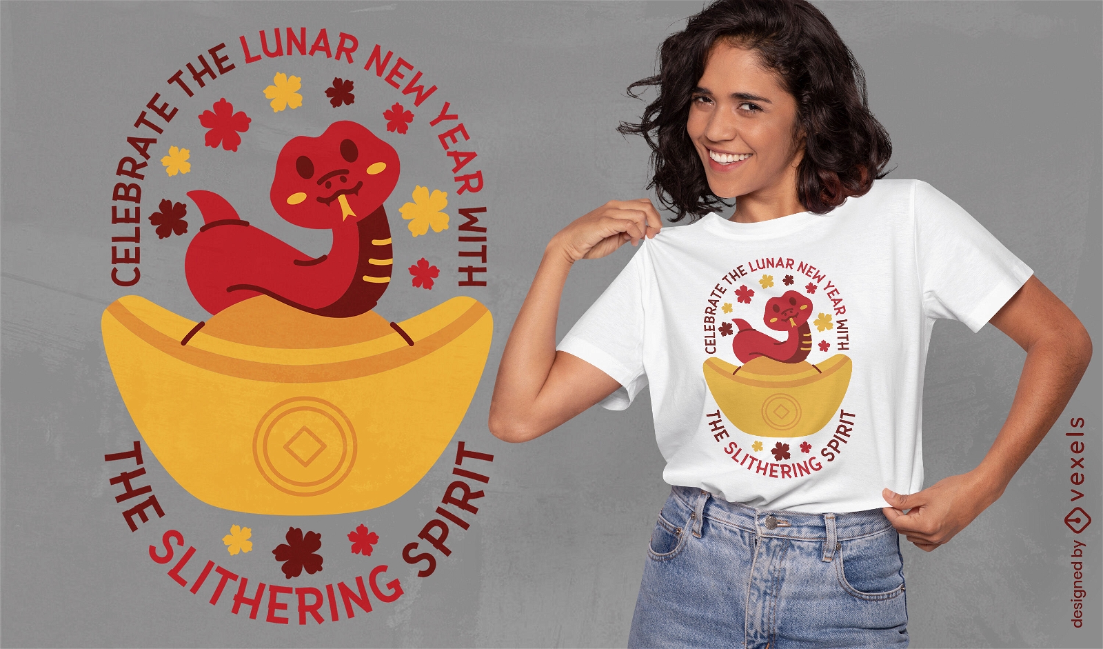 Schlangen-T-Shirt-Design zum Mondneujahr