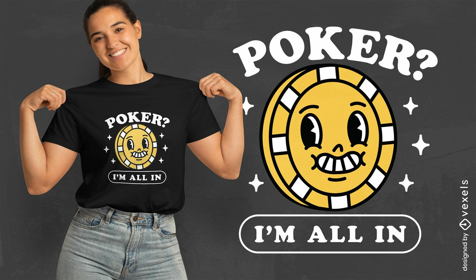 Design de camiseta com moedas de pôquer