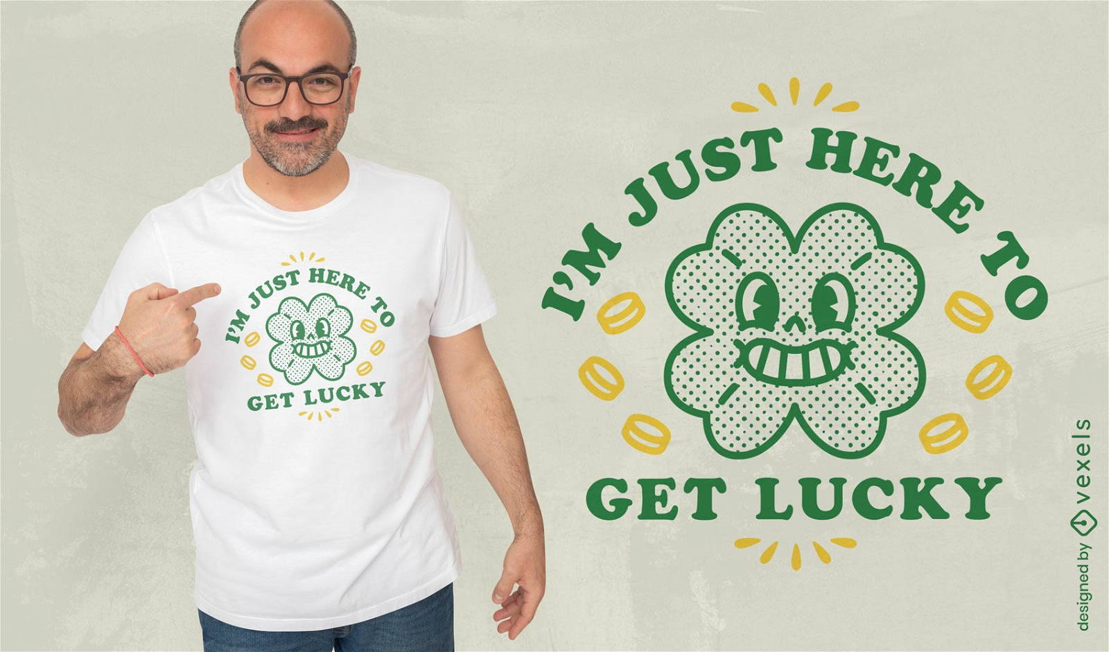 Diseño de camiseta de trébol de la suerte.