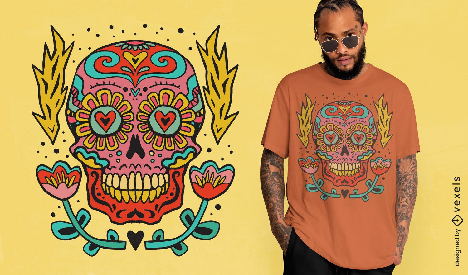 Vibrant skull t-shirt design