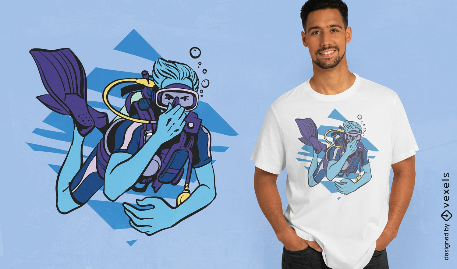 Design de camiseta de aventura para mergulhador