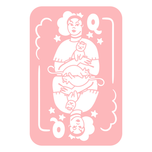 Rosa Spielkarte mit einem M?dchen und ihrer Katze PNG-Design