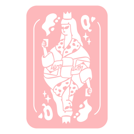Carta de baralho rosa com uma rainha com casaco de pele Desenho PNG
