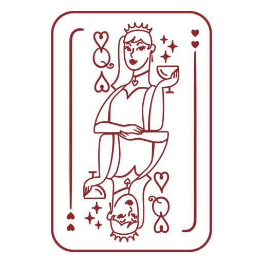 Red playing card with a woman drinking wine PNG Design