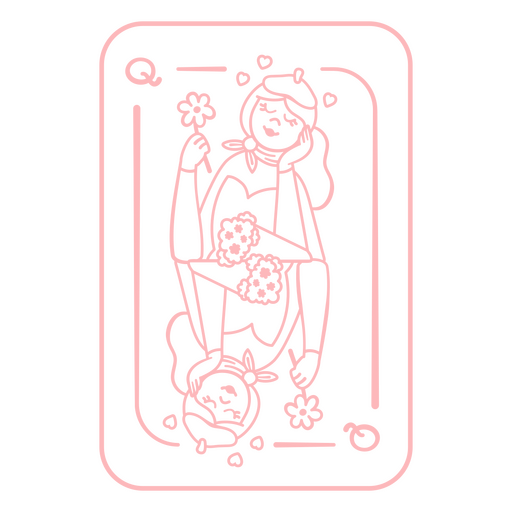 Queen card with a woman holding a flower PNG Design