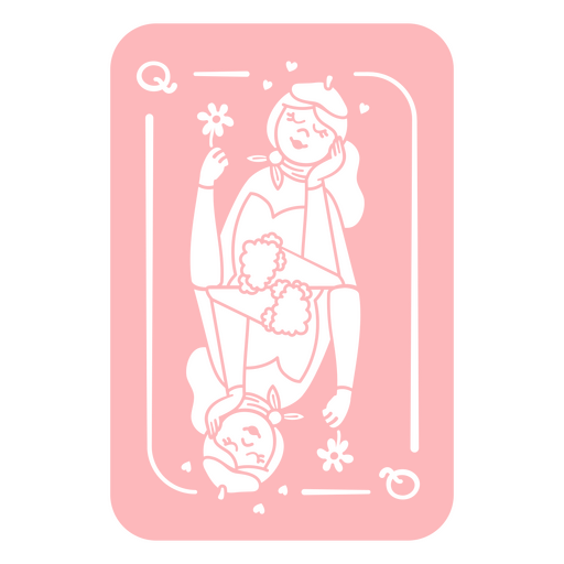 Carta de baralho rosa com ilustra??o de uma mulher segurando um beb? Desenho PNG