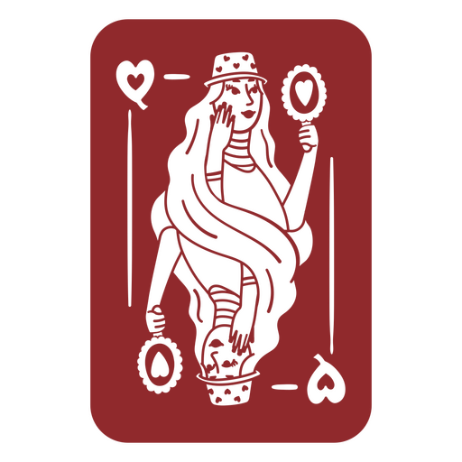 Red playing card with a woman's head on it PNG Design
