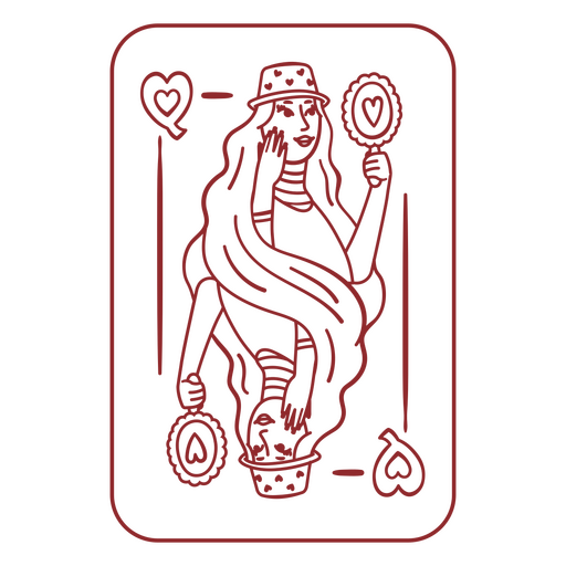 Playing card with a woman holding a heart PNG Design