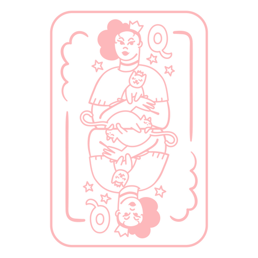 Pink tarot card with an image of a woman holding a baby PNG Design