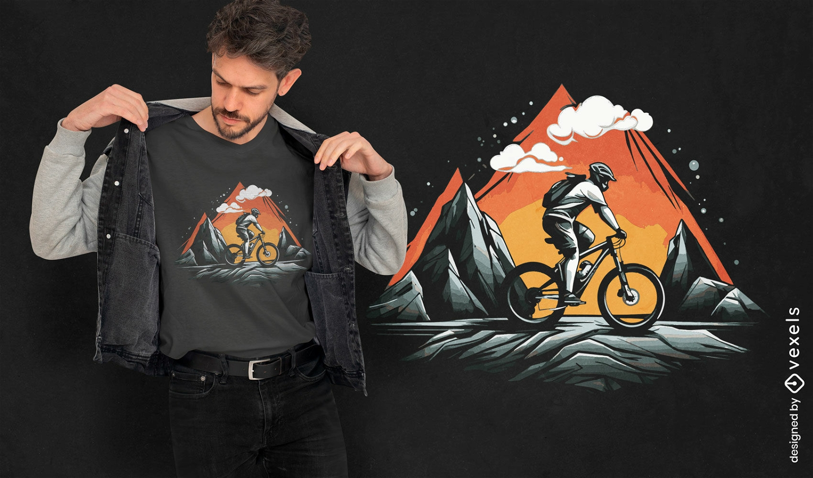 Diseño de camiseta vintage de bicicleta de montaña.