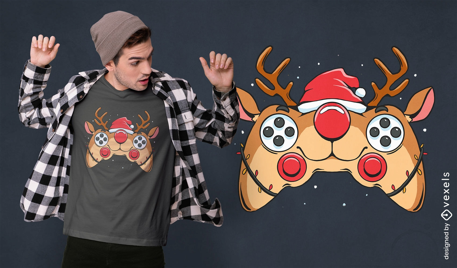 Reindeer gamer t-shirt design