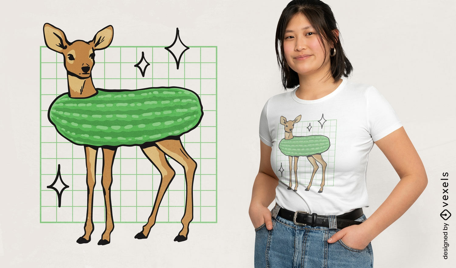 Design de camiseta de cervo em picles de endro