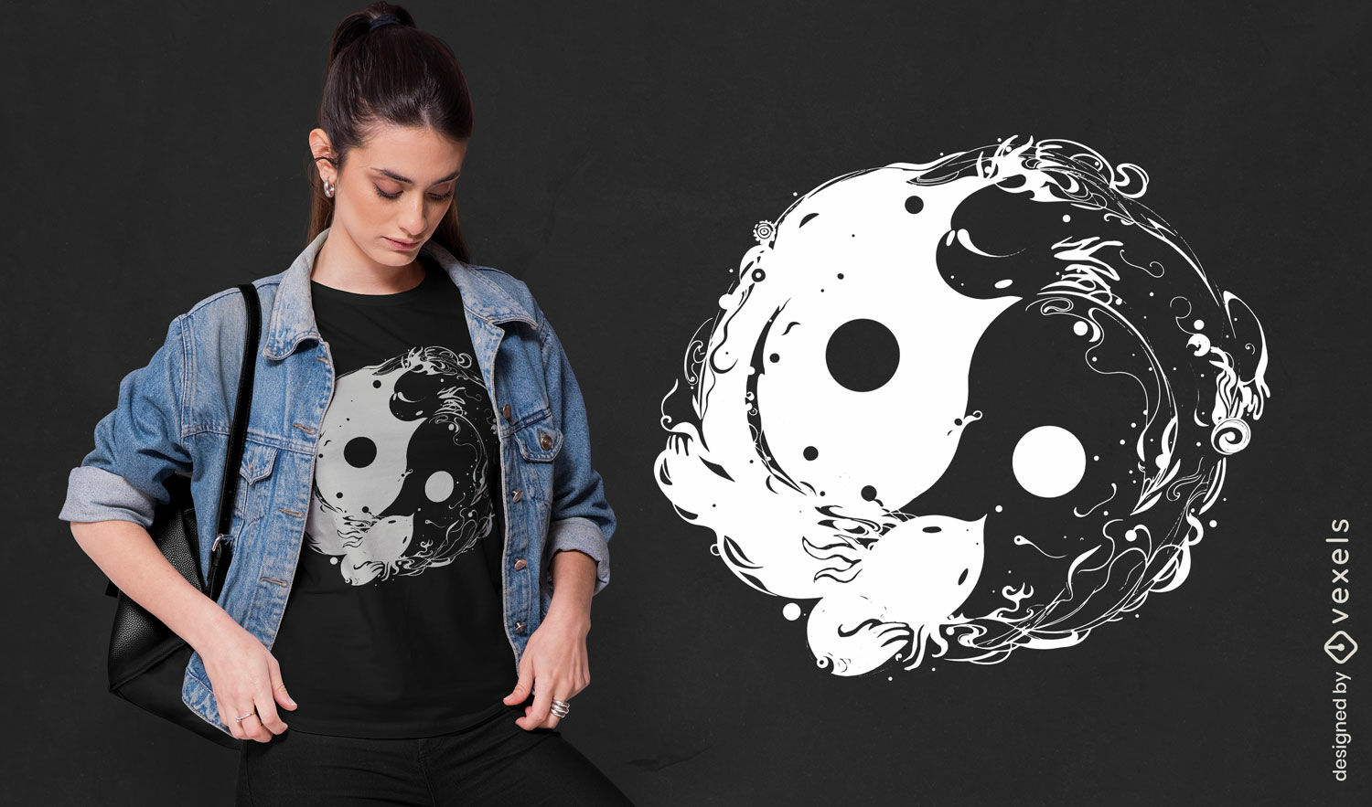 Diseño de camiseta yin yang ajolote.