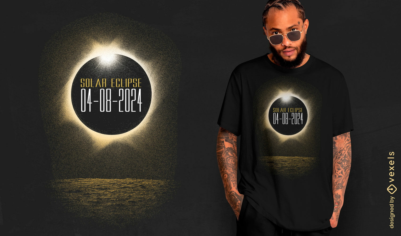 Diseño de camiseta de evento de eclipse solar.