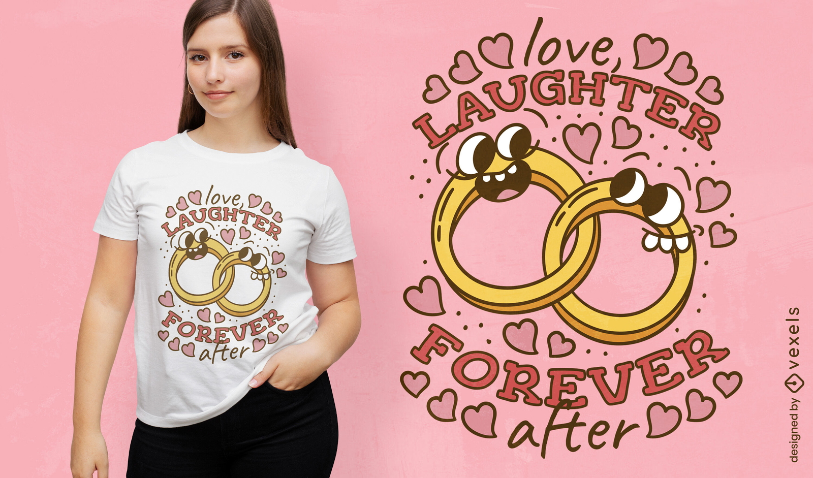 Diseño de camiseta con bucle de amor y alegría.