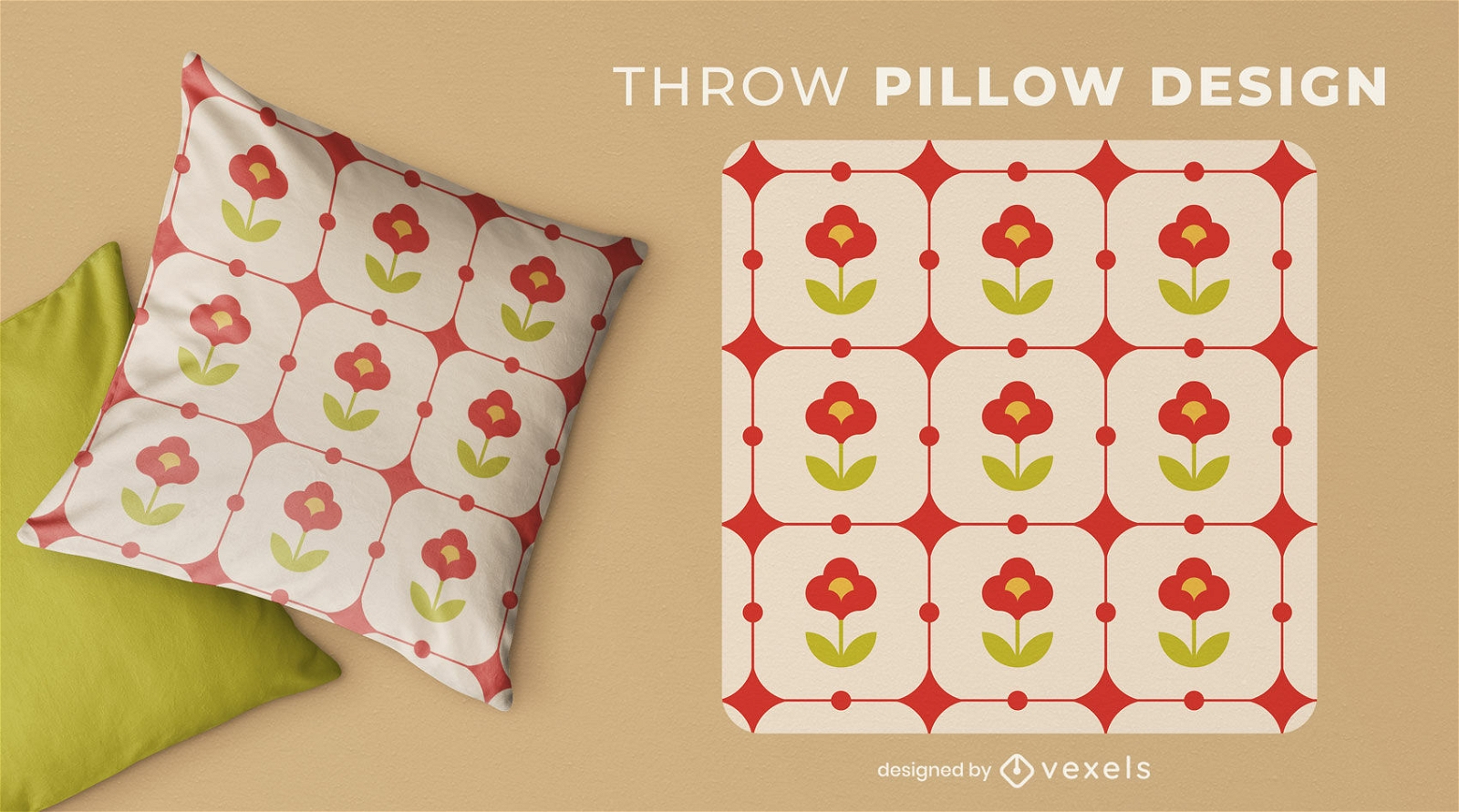 Diseño de almohada con temática floral.