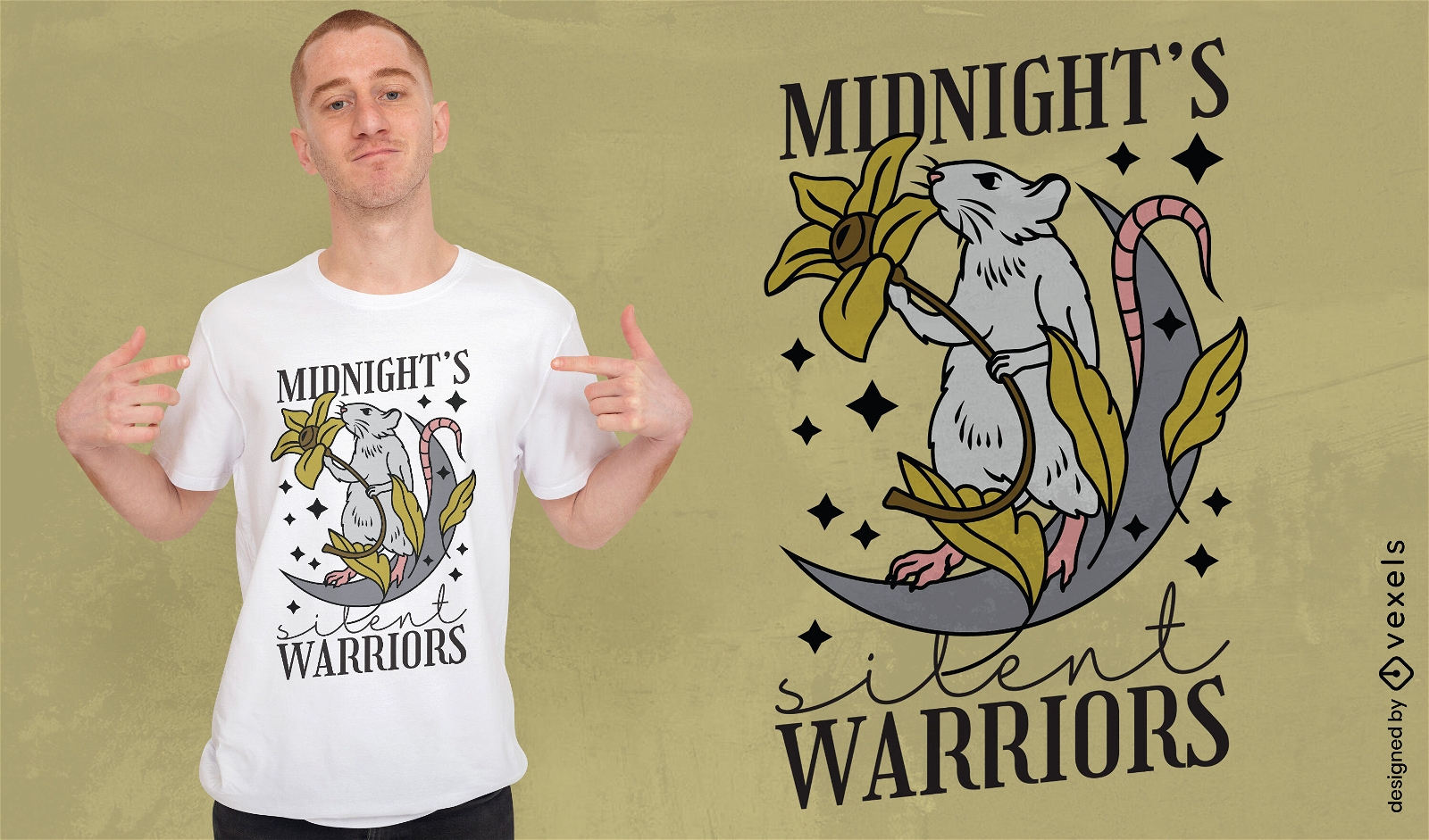 Mitternachts Katzenkrieger-T-Shirt-Design