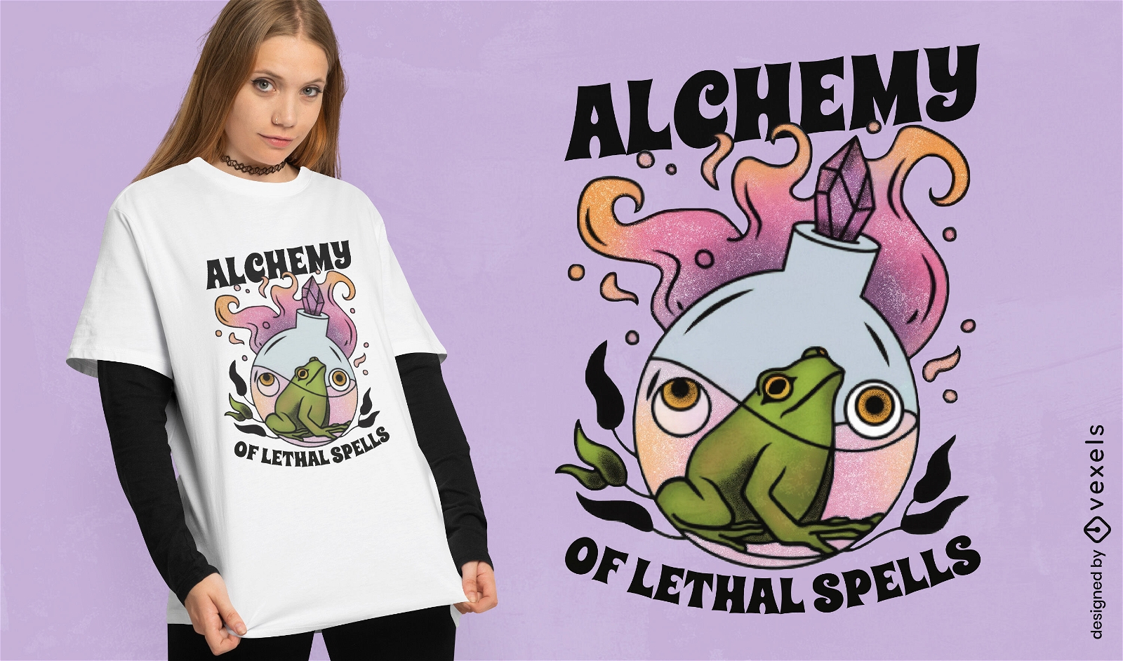 Alchemistisches Frosch-T-Shirt-Design